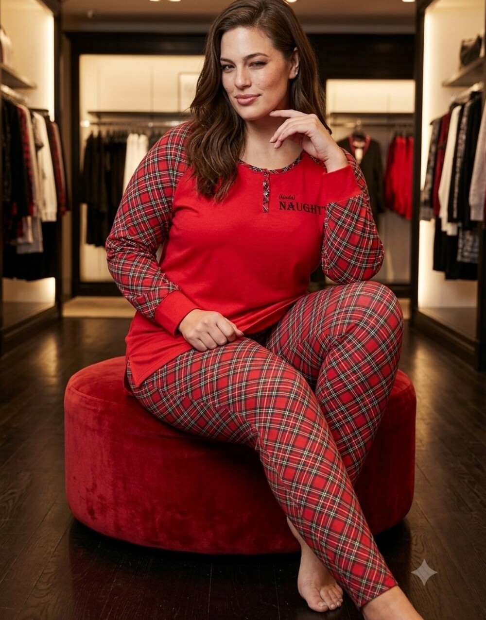 LANE BRYANT Kinda Naughty Pajama Set Red Plaid Size 14/16 NWT
